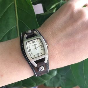 Leather strap Fossil watch